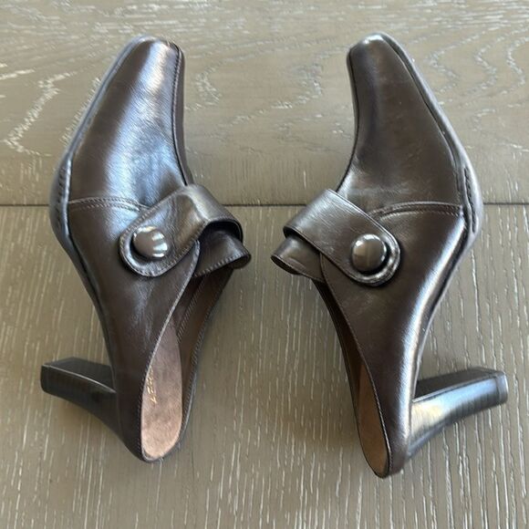 AEROSOLES Women’s Slip-On Mules Brown Faux Leather Pumps Square Toe Size 9M EUC - Picture 11 of 12